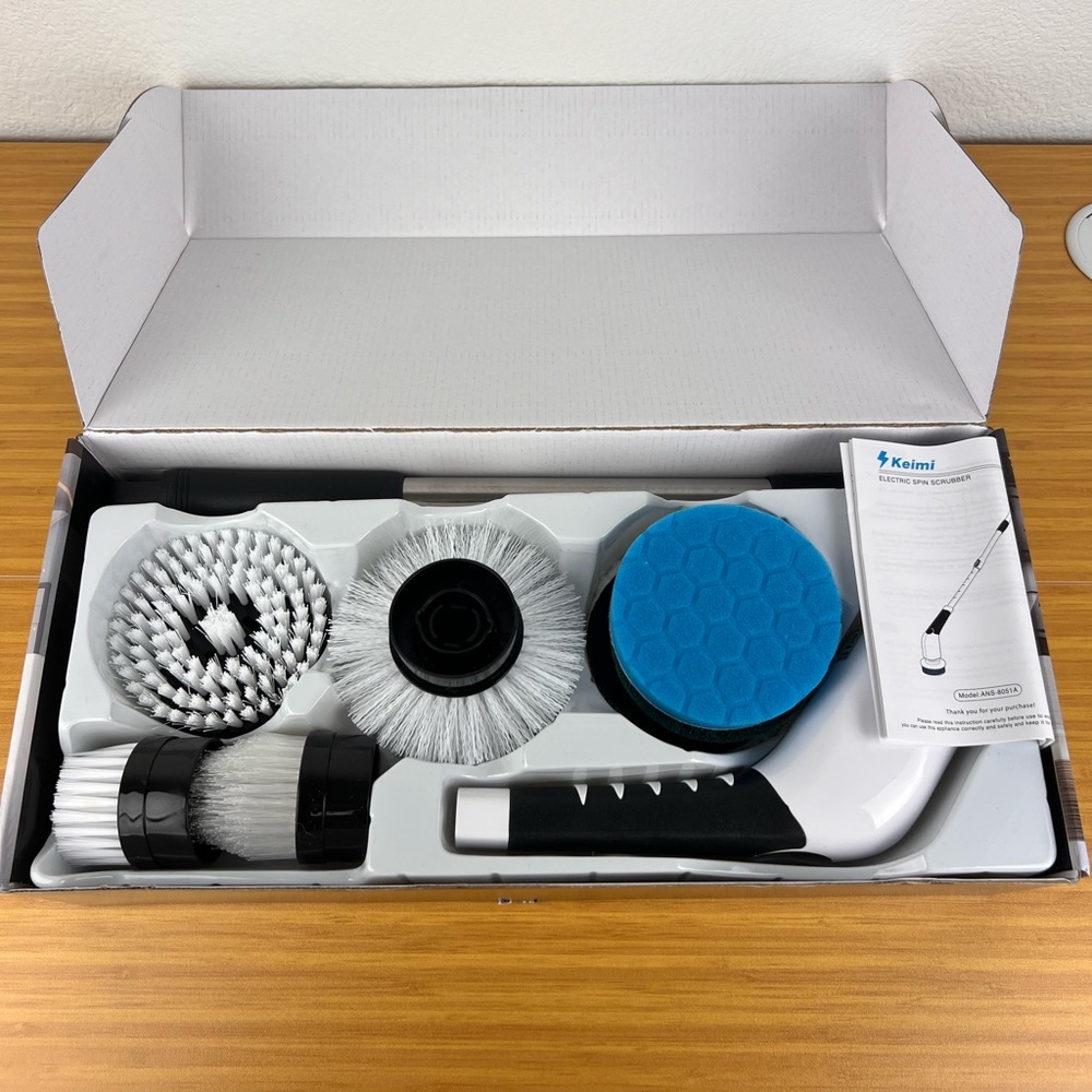 Electric Spin Scrubber, Cordless Shower Cleaning with 8 Replaceable Brush Heads